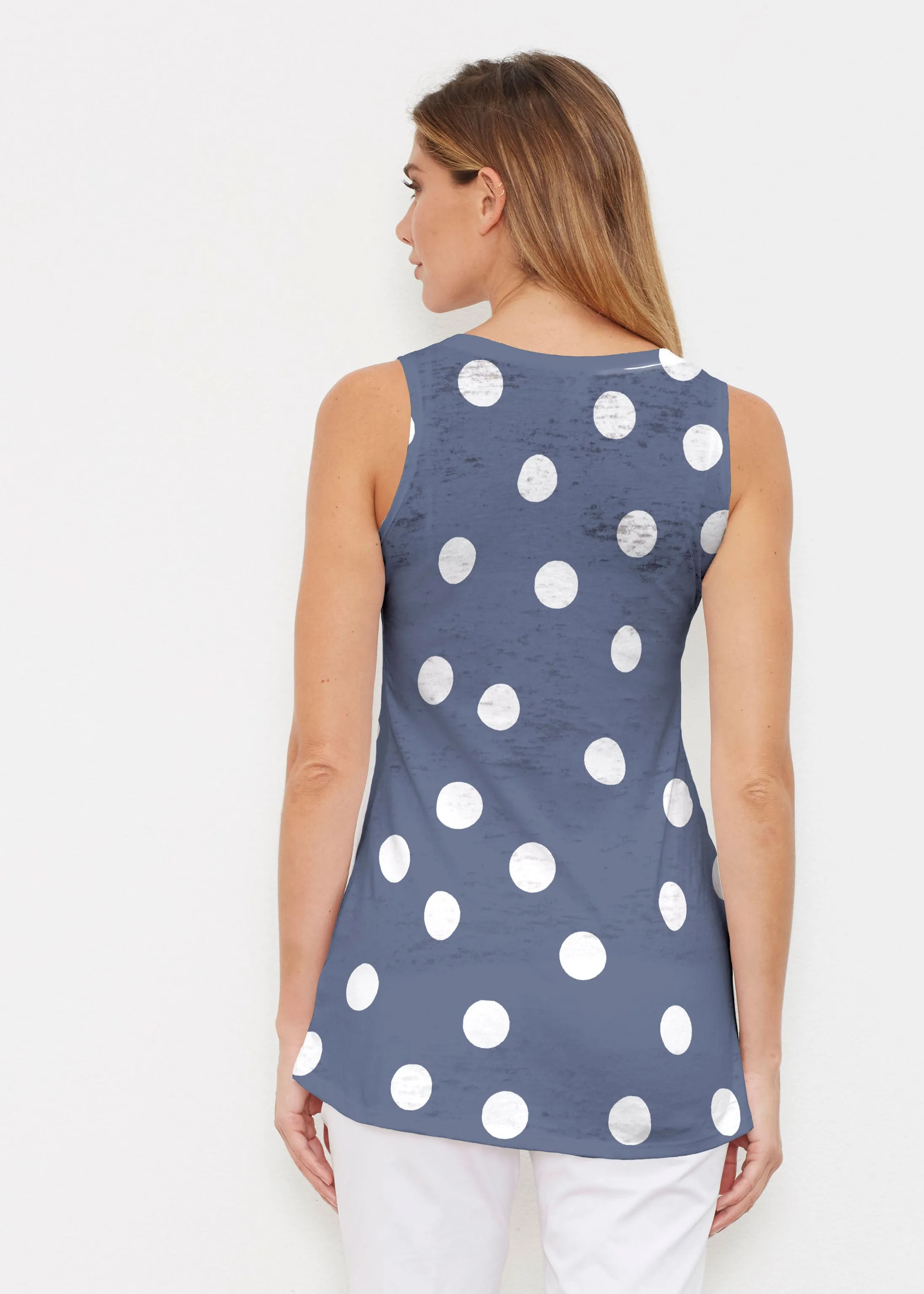 Poppy Navy Stripes-Dots (7028) ~ Signature High-low Tank
