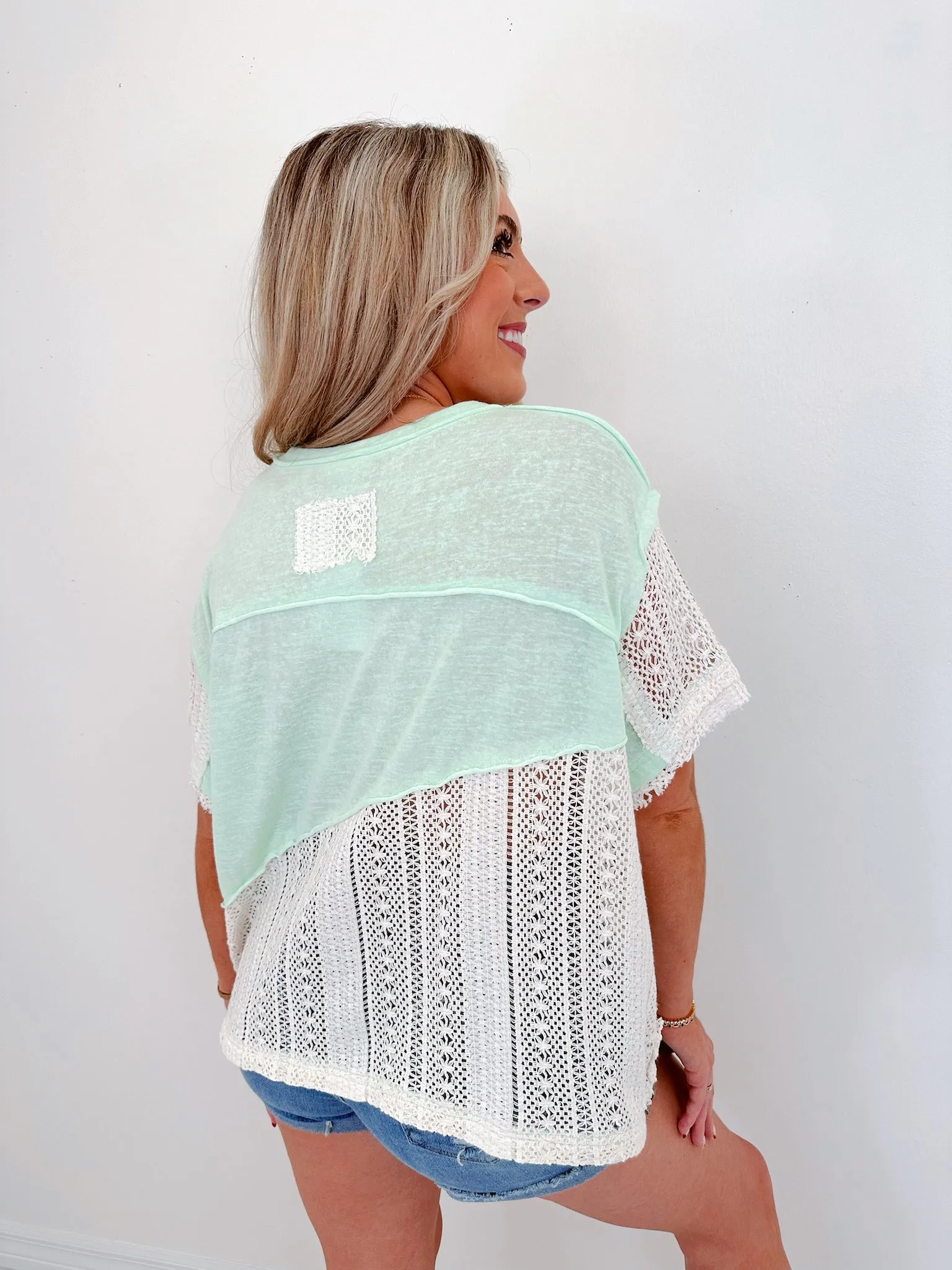 Poppy Peace Patchwork Top by POL - Mint