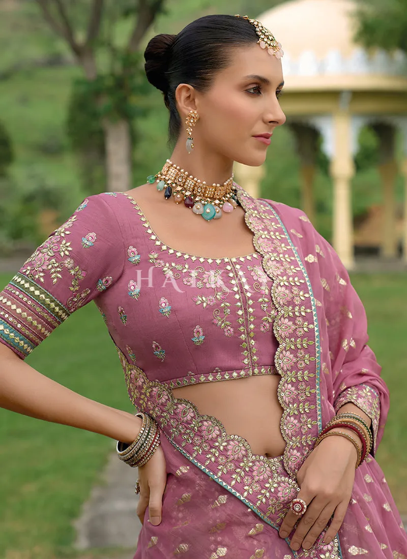 Purple Multicolored Traditional Embroidery Bridal Lehenga Choli
