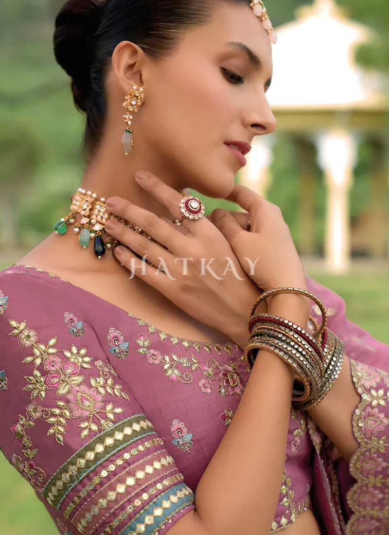 Purple Multicolored Traditional Embroidery Bridal Lehenga Choli