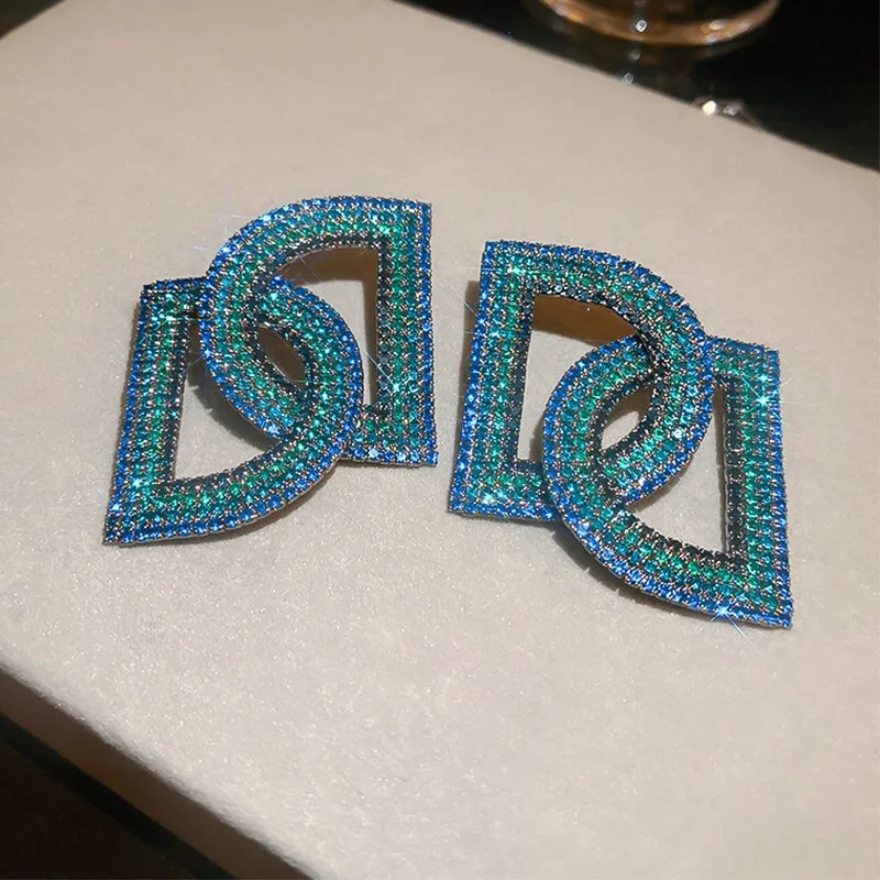 Rhinestones Copper Double D Earrings
