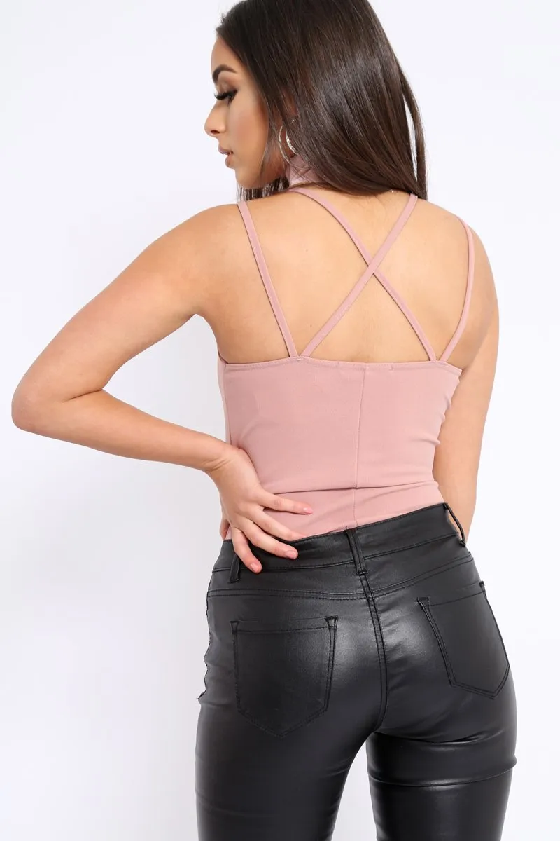 Rose Cross Over Cut Out Bodysuit - Safia