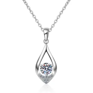 Round Cut Moissanite Diamond Pear Pendant Necklace