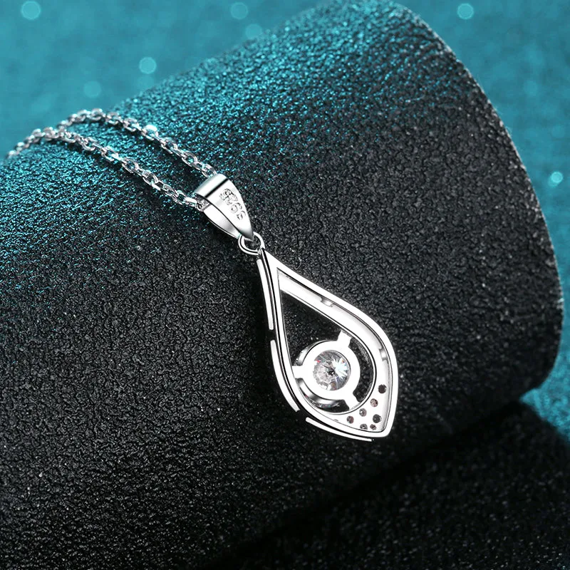 Round Cut Moissanite Diamond Pear Pendant Necklace