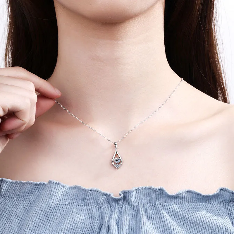 Round Cut Moissanite Diamond Pear Pendant Necklace