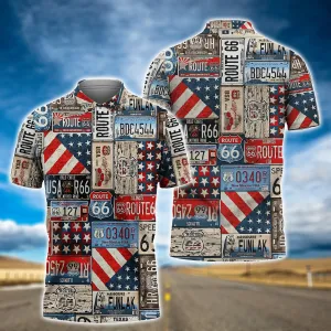 Route 66 -  3D Polo Shirt - Nsd99 1