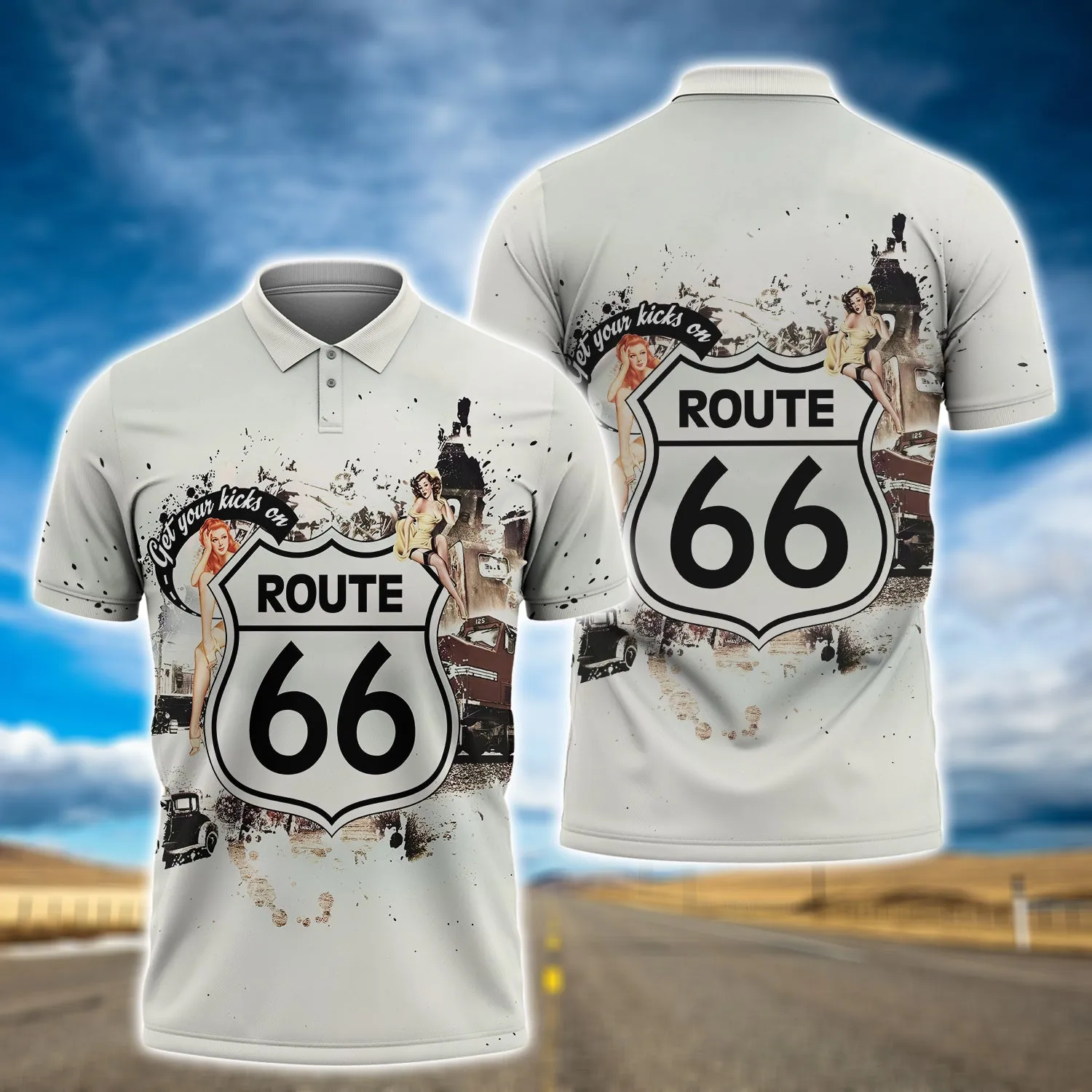 Route 66 -  3D Polo Shirt - Nsd99 2