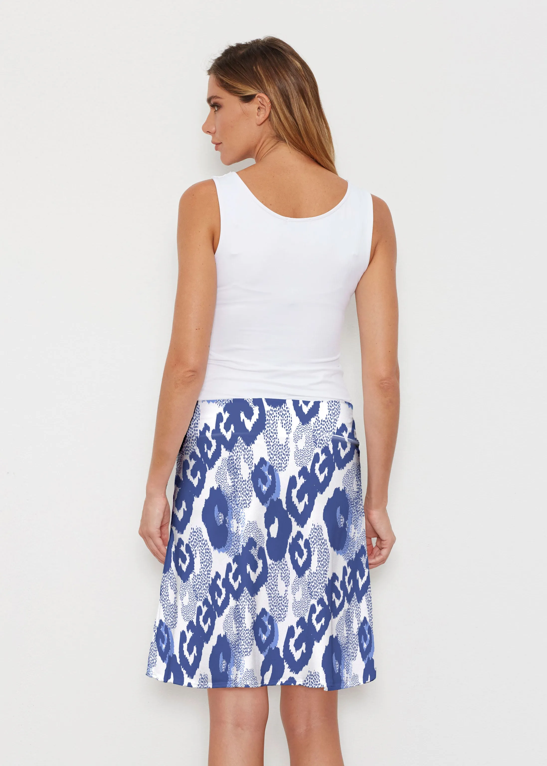 Royal Blue Ikat (7808) ~ Silky Brenda Skirt 21 inch