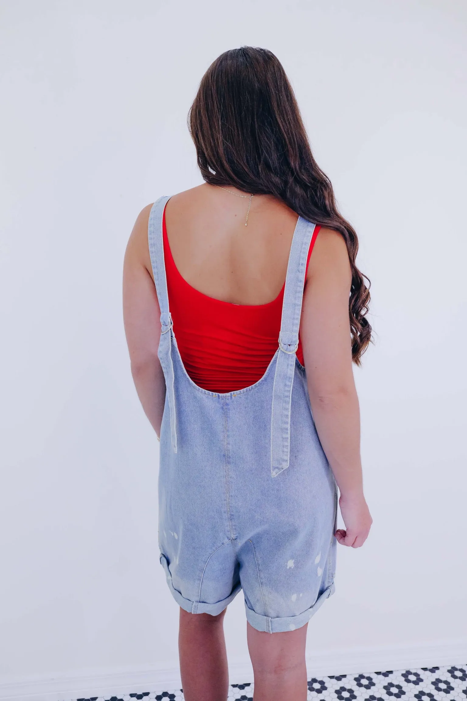 Scottie Scoop Neck Denim Shortalls