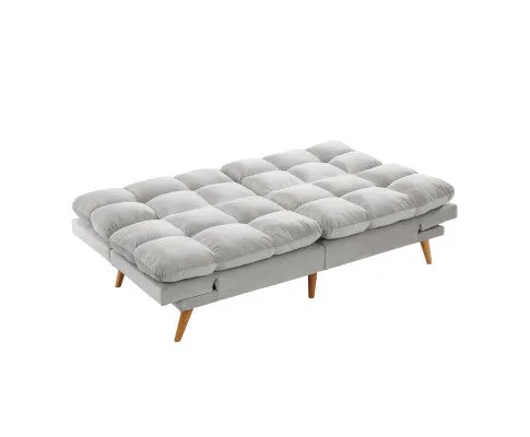 Sebastian 3 Seater Velvet Sofa Bed Futon Light Grey