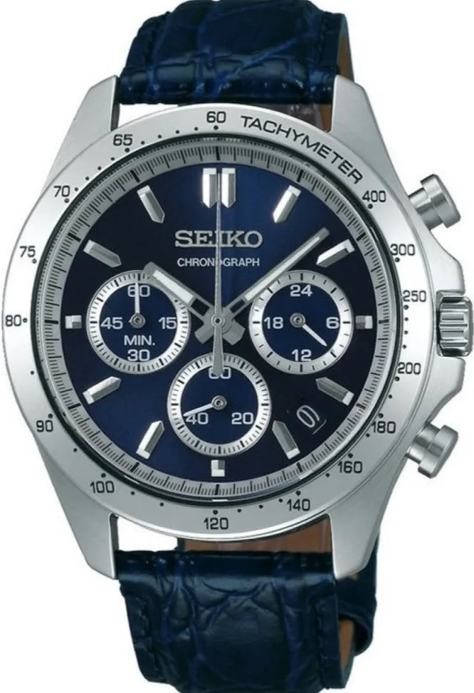 Seiko Spirit Quartz Chronograph Tachymeter JDM Blue Dial SBTR019