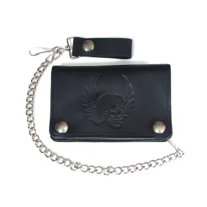 Short Biker Wallet- Skull w/ Wings