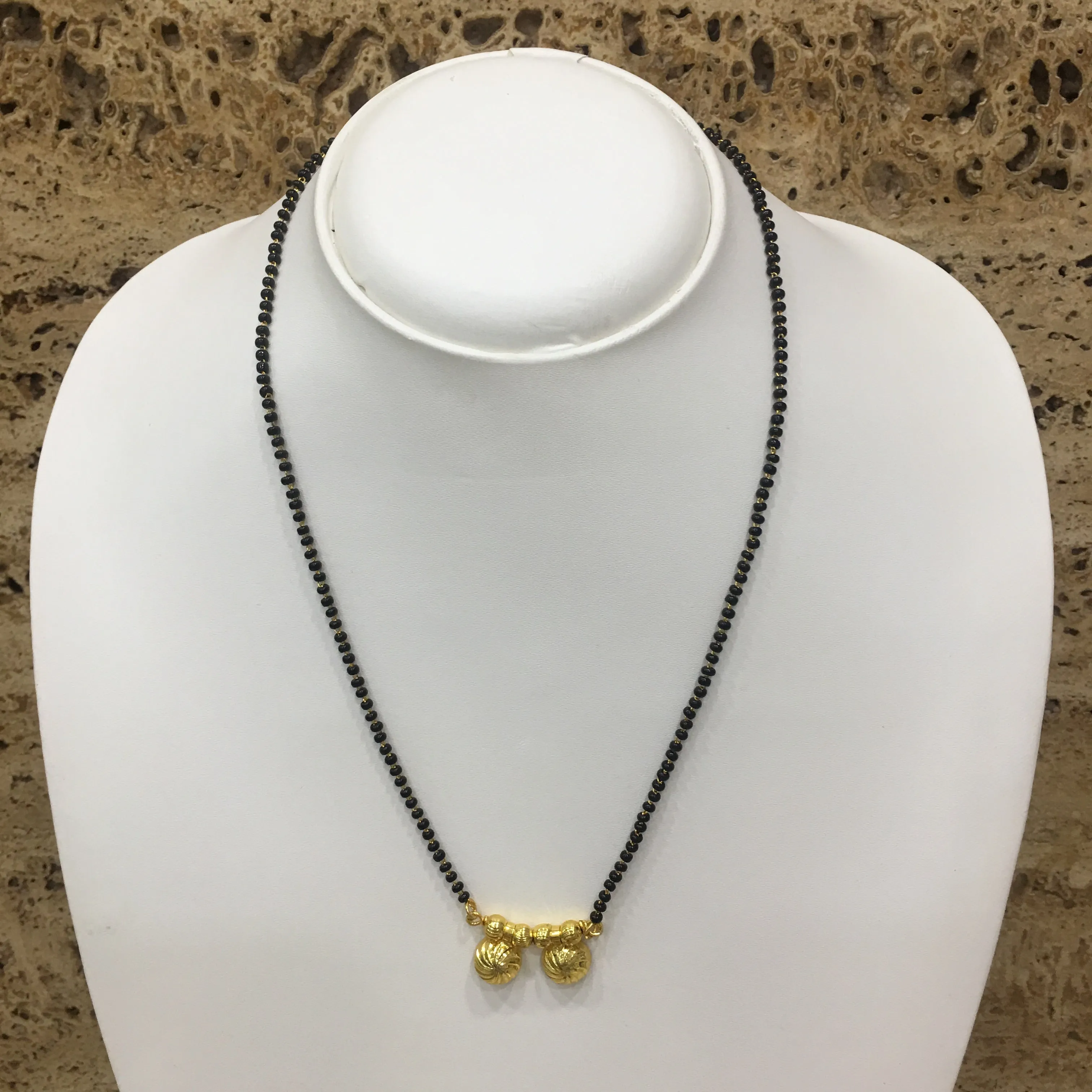 Short Mangalsutra Designs Gold Plated Latest 2 Vati Pendant Single Layer Traditional Mangalsutra