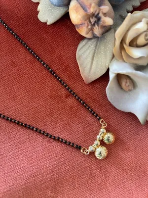 Short Mangalsutra Designs Gold Plated Latest 2 Vati Pendant Single Layer Traditional Mangalsutra