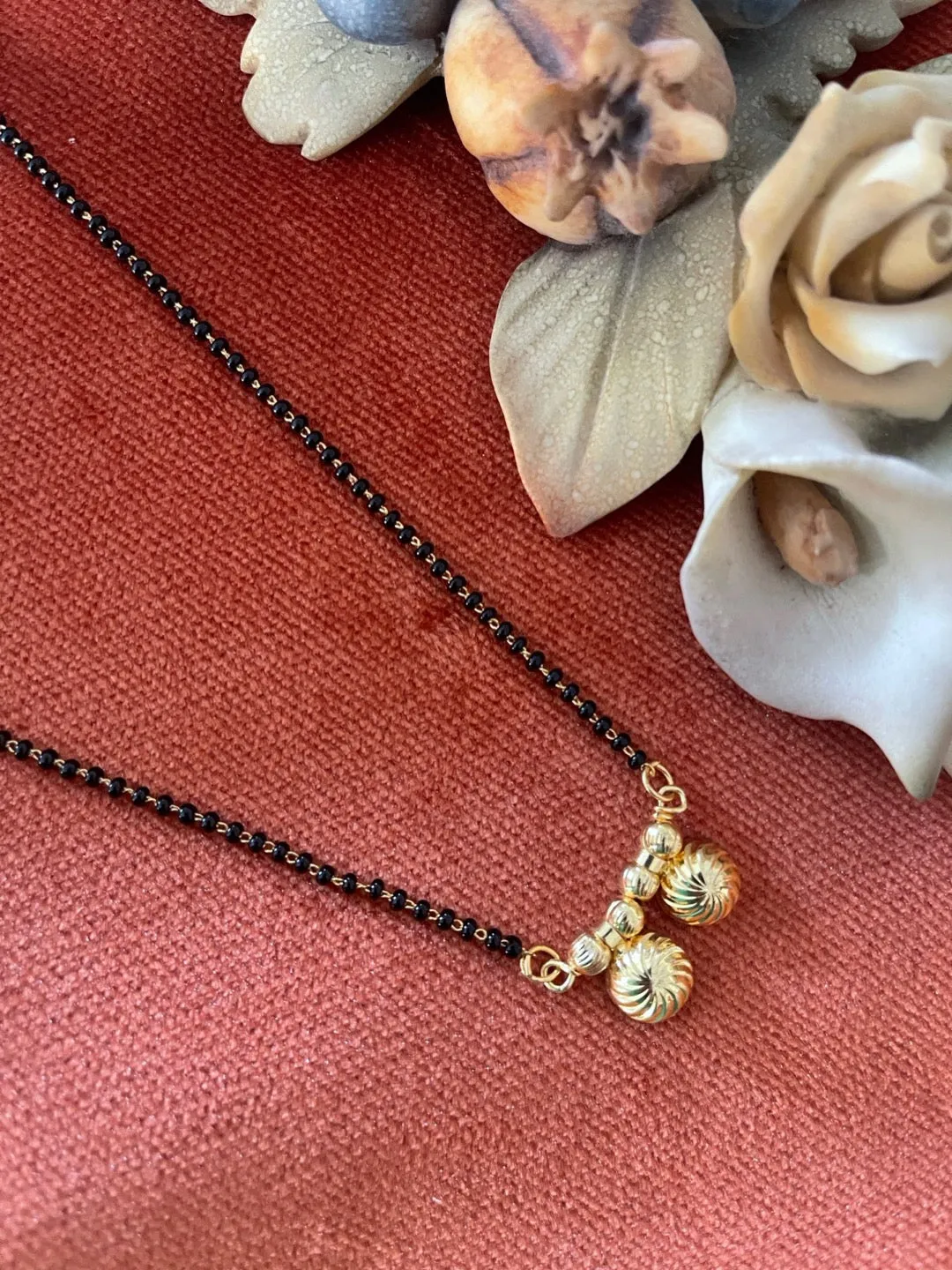 Short Mangalsutra Designs Gold Plated Latest 2 Vati Pendant Single Layer Traditional Mangalsutra