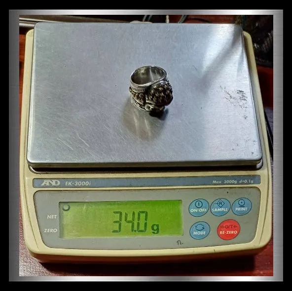 Skull Ring Stars Helmet Biker Design Heavy 925 Sterling Silver And Onyx 34 Grams