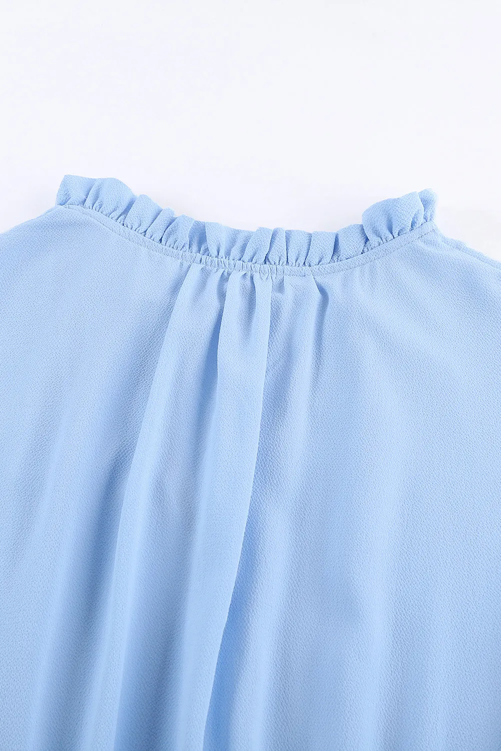 Sky Blue Sleeveless V Neck Ruffled Swing Mini Dress
