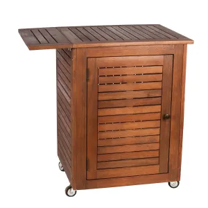 Small Eucalyptus Wood Rolling Cart,8f00382