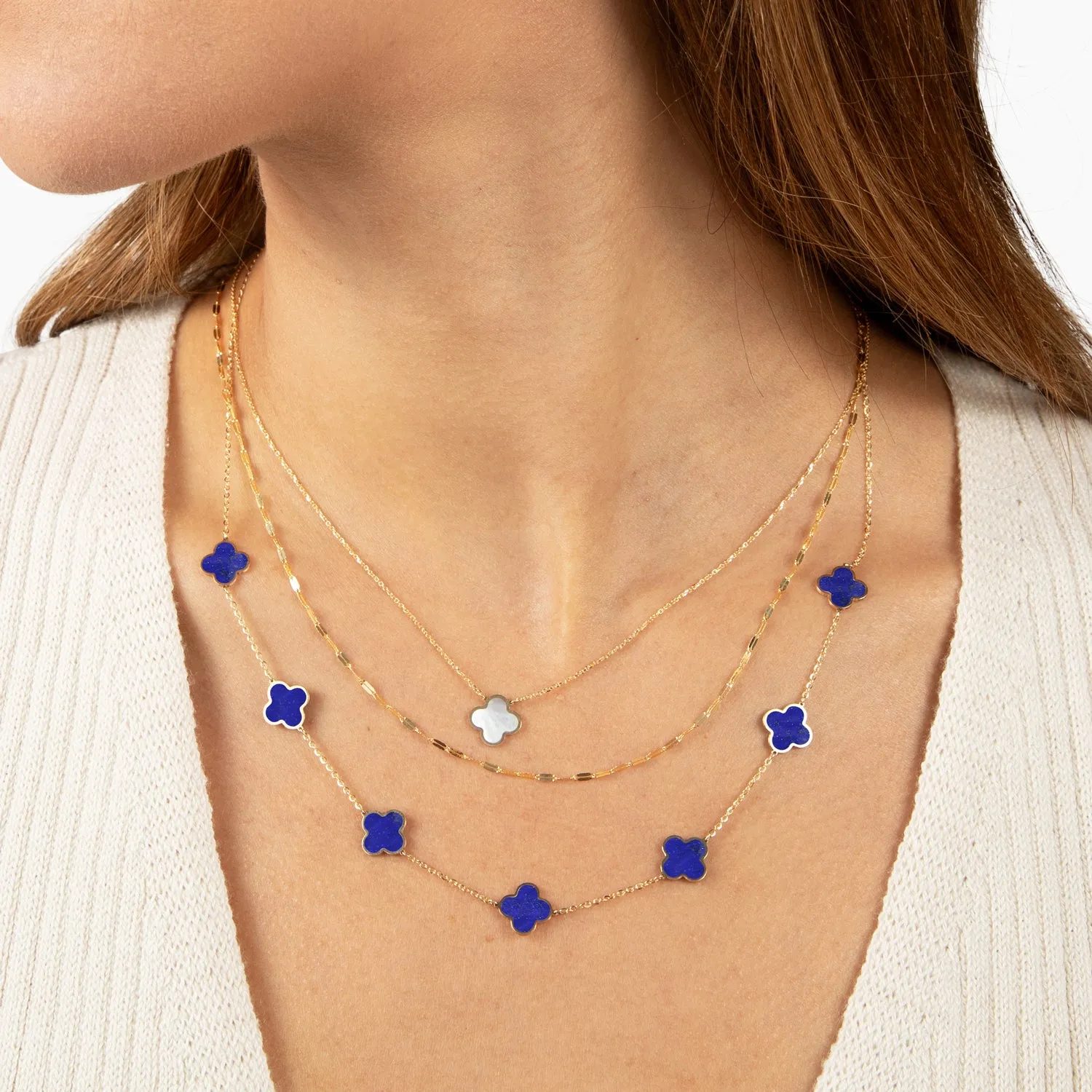 Small Lapis Clover Necklace