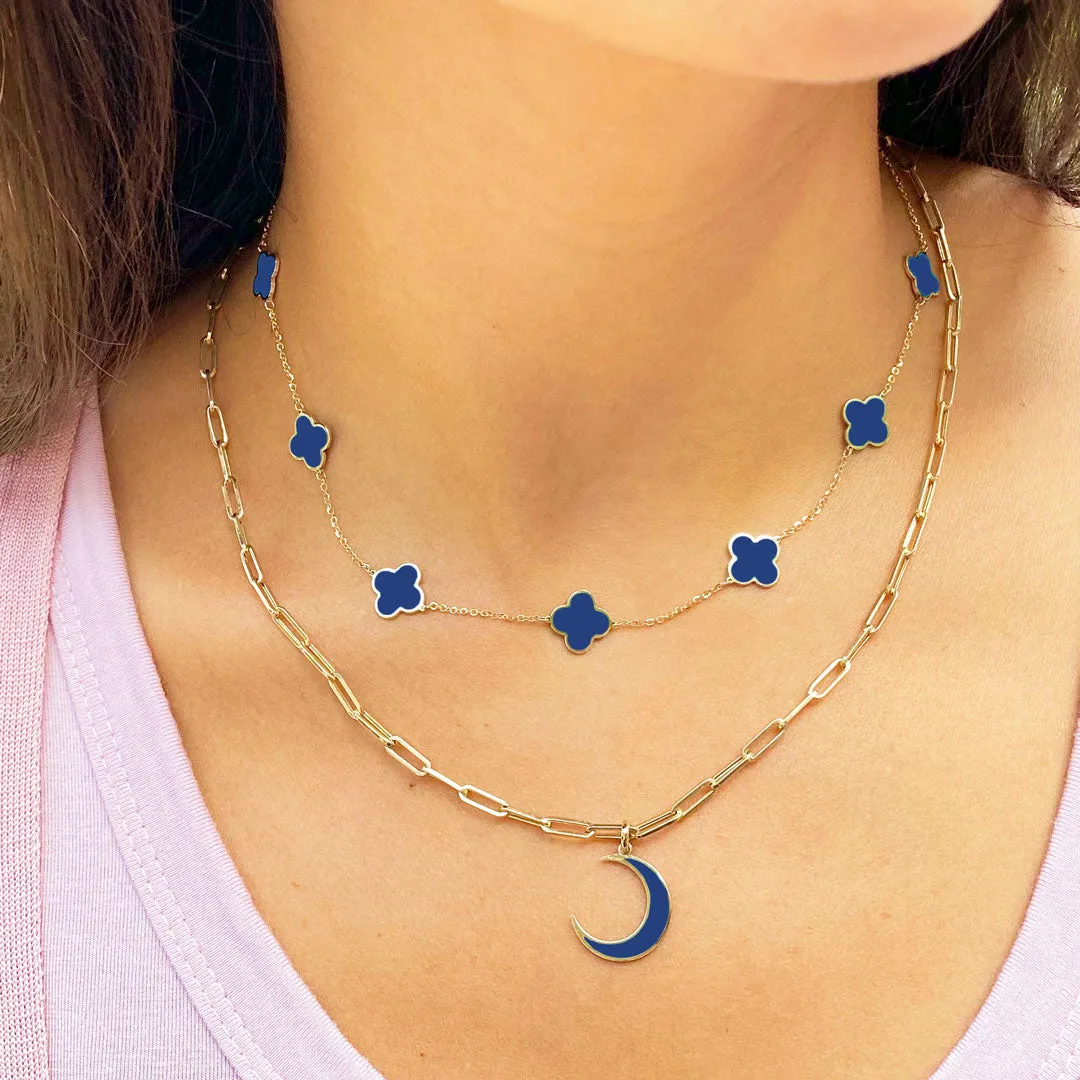 Small Lapis Clover Necklace