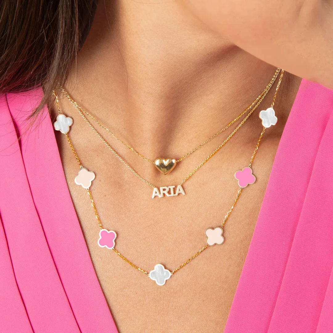 Small Pink Mixed Clover Necklace