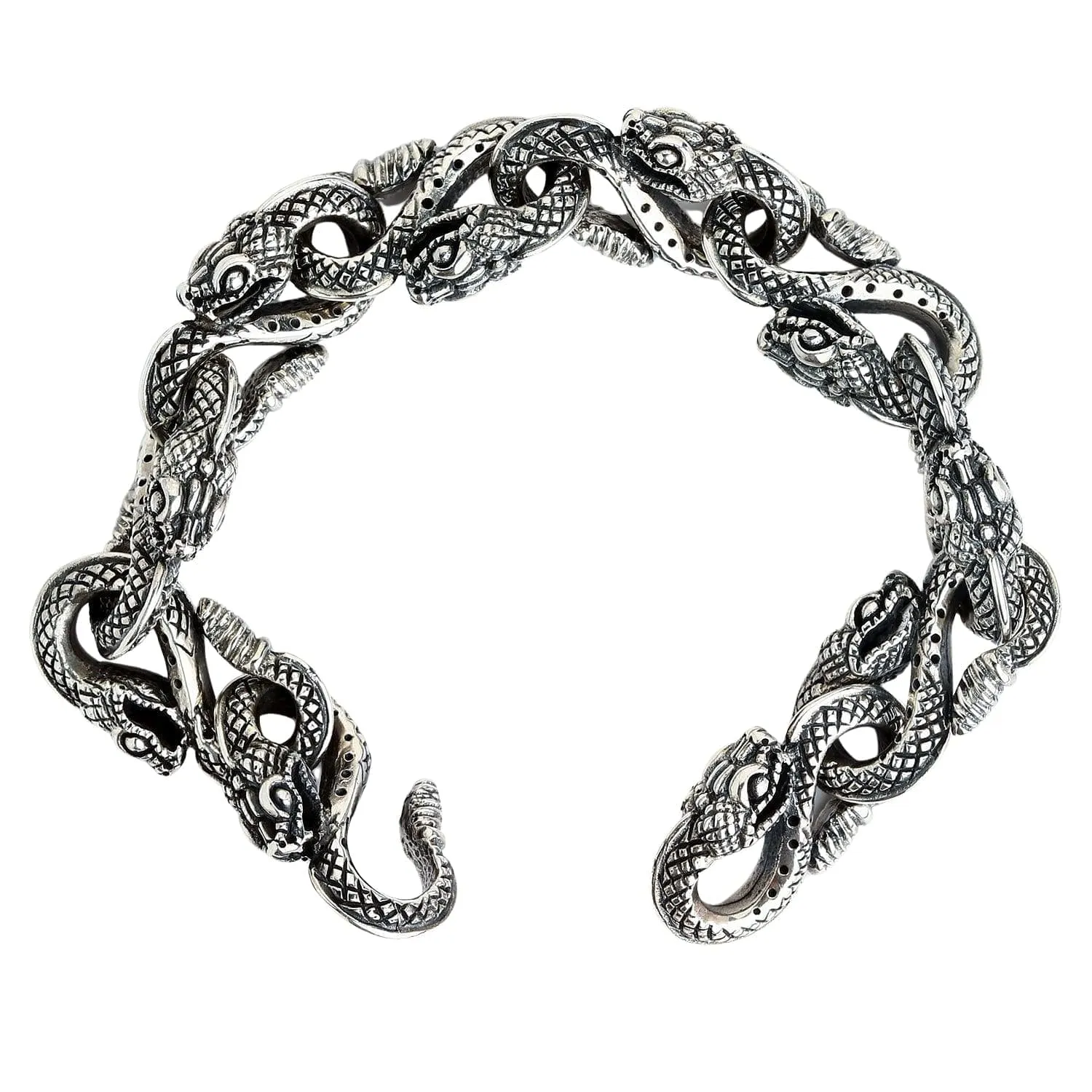 Snake Head Sterling Silver Gothic Bracelet
