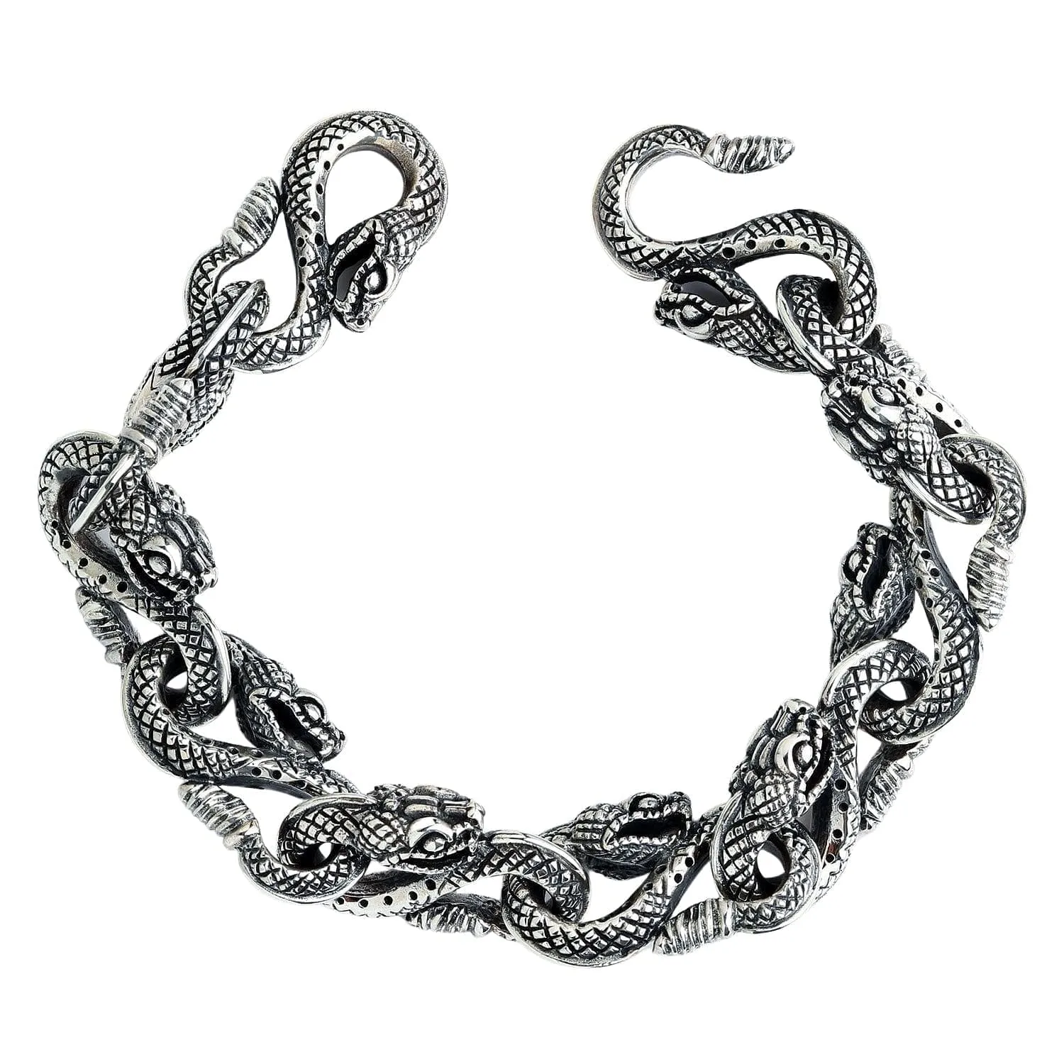Snake Head Sterling Silver Gothic Bracelet
