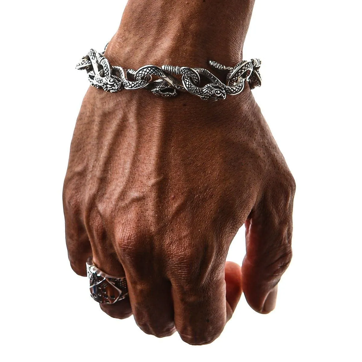 Snake Head Sterling Silver Gothic Bracelet