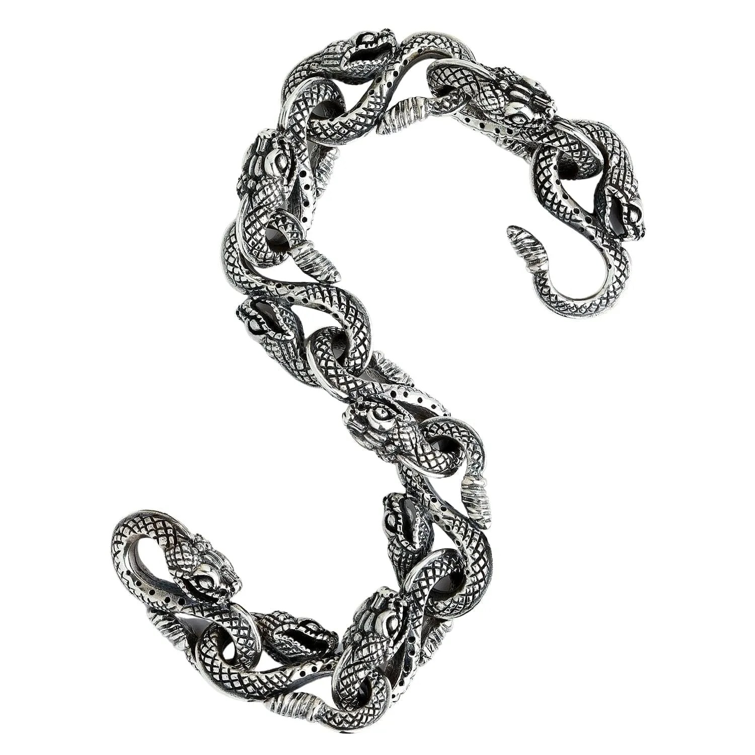 Snake Head Sterling Silver Gothic Bracelet