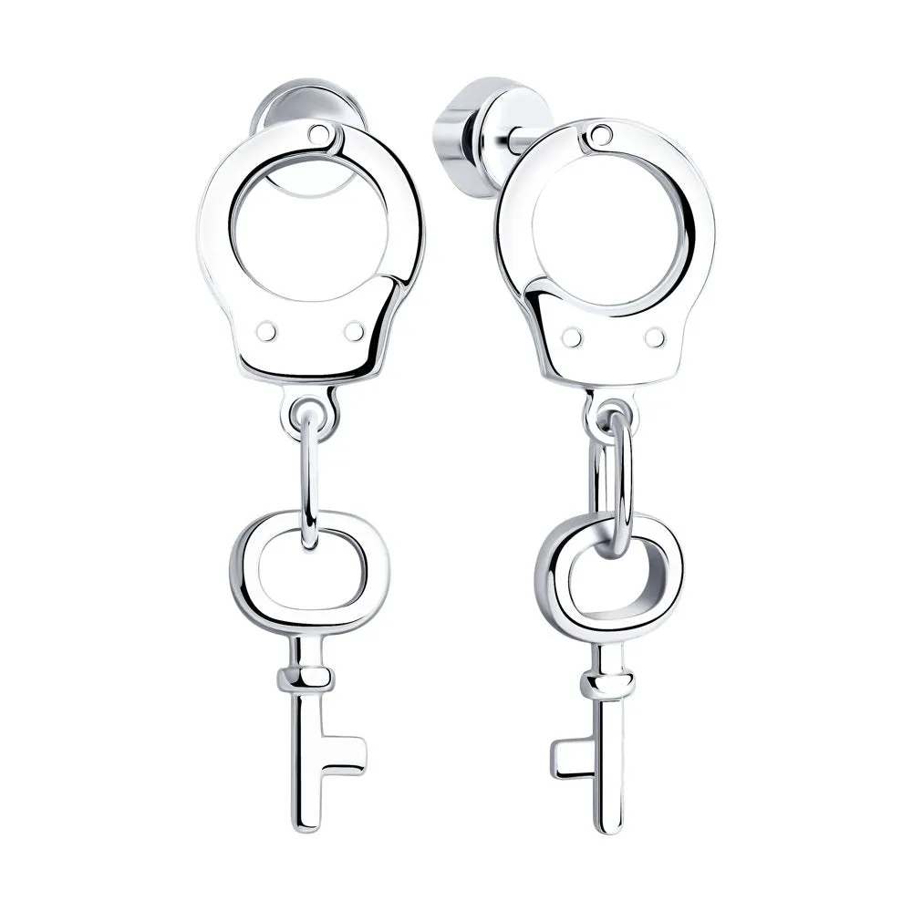 SOKOLOV - HandCuffs With Keys Silver Stud Earrings