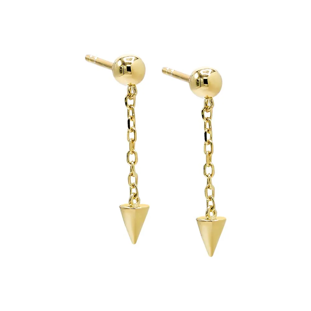 Solid Ball X Spike Drop Chain Stud Earring