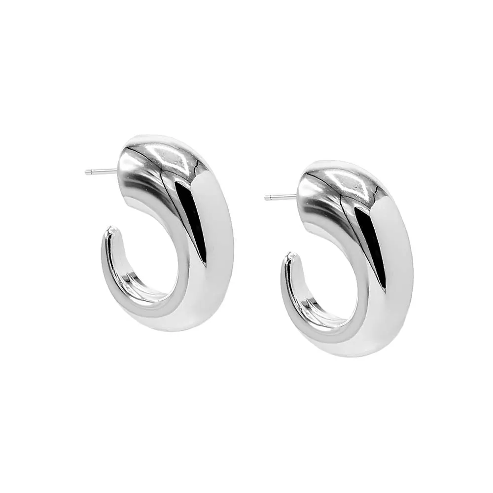 Solid Bubble Elongated Hoop Earring
