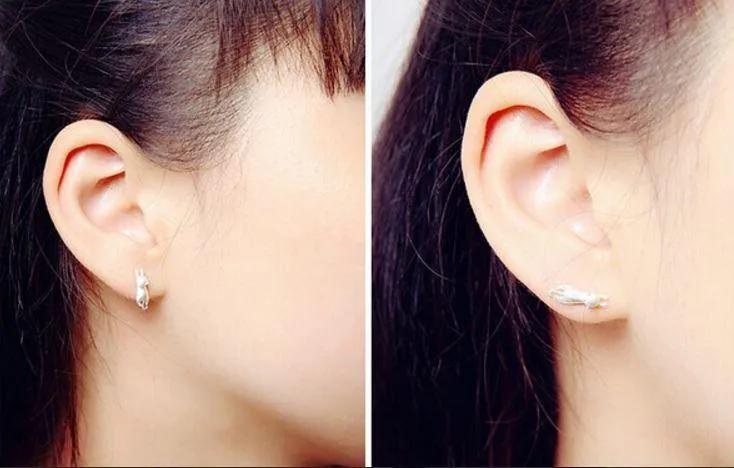 Solid Sterling Silver Cat Stud Earrings