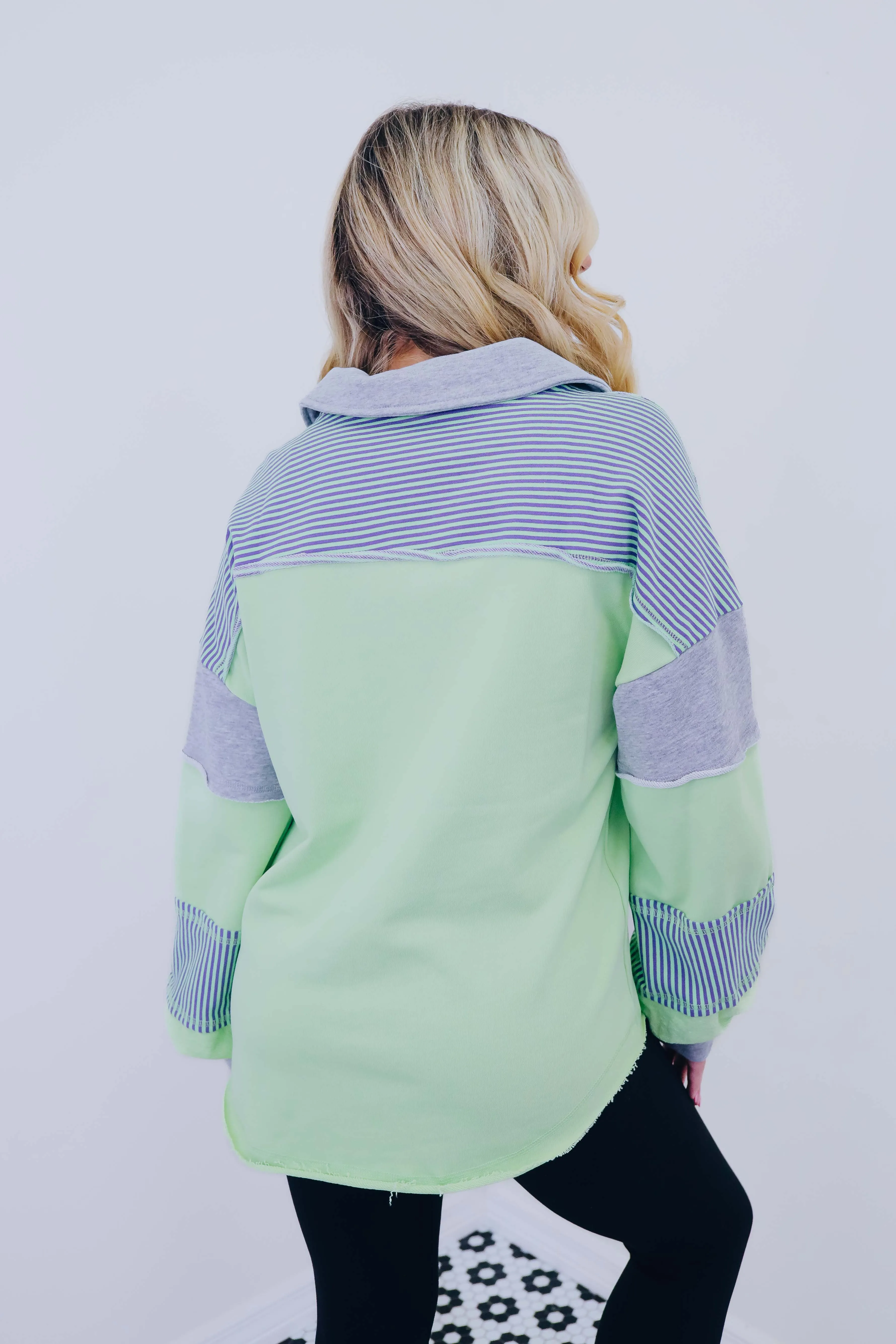 ***Southhampton Collared Colorblock Sweatshirt- 3 Colors Sample