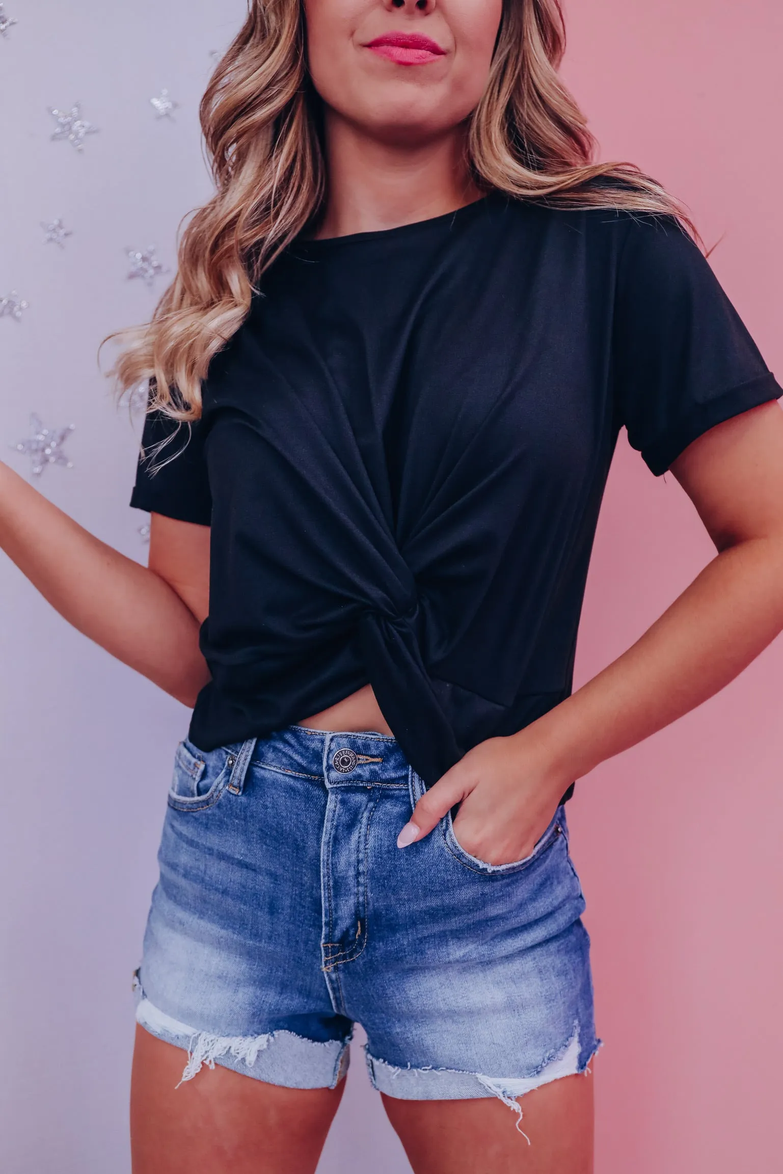 Spiral Knot Crop Top - Black