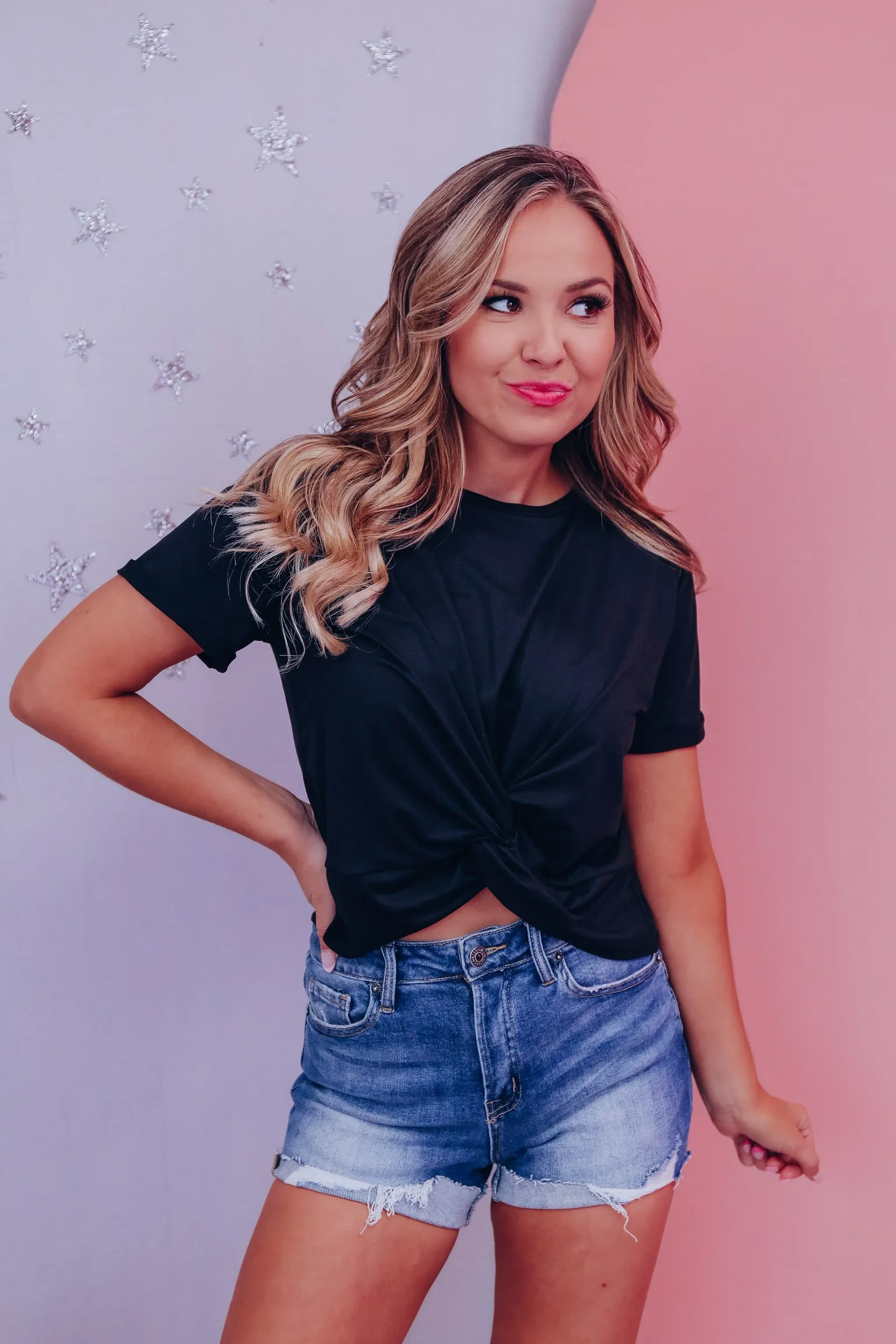 Spiral Knot Crop Top - Black