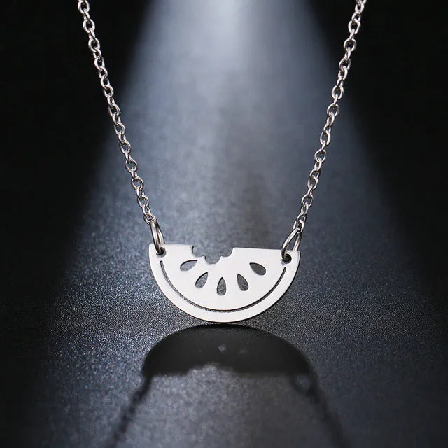 Stainless Steel Watermelon Pendant Necklace