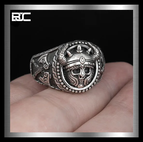 Sterling Silver Biker Viking Double Axe Odin Ring