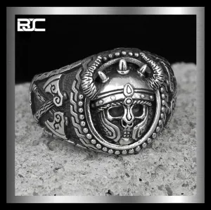 Sterling Silver Biker Viking Double Axe Odin Ring