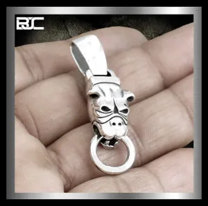 Sterling Silver Bulldog Pitbull Biker Pendant