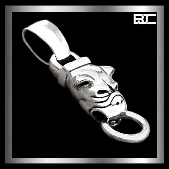 Sterling Silver Bulldog Pitbull Biker Pendant