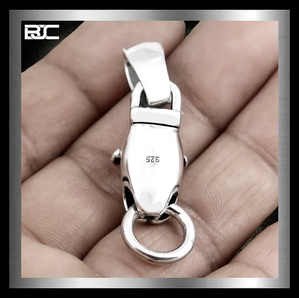 Sterling Silver Bulldog Pitbull Biker Pendant