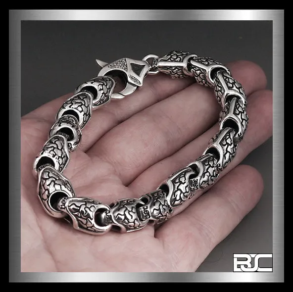 Sterling Silver Heavy Medieval Snakeskin Link Biker Bracelet