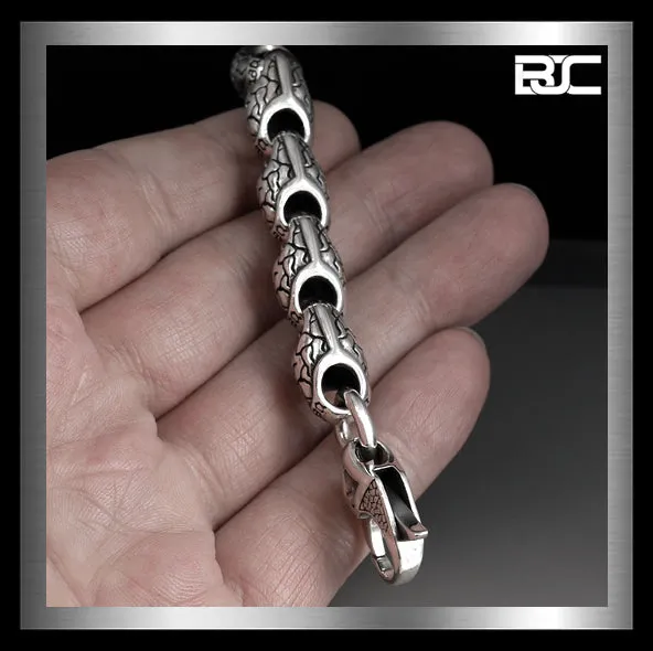 Sterling Silver Heavy Medieval Snakeskin Link Biker Bracelet