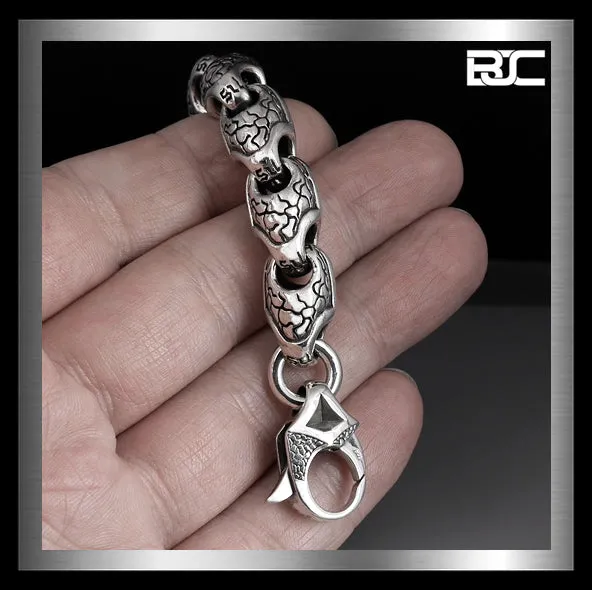Sterling Silver Heavy Medieval Snakeskin Link Biker Bracelet