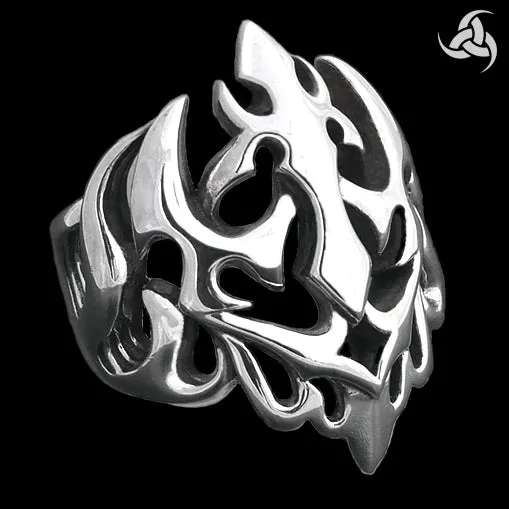 Sterling Silver Neptunes Trident Biker Ring