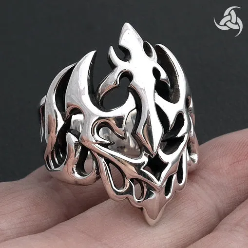 Sterling Silver Neptunes Trident Biker Ring