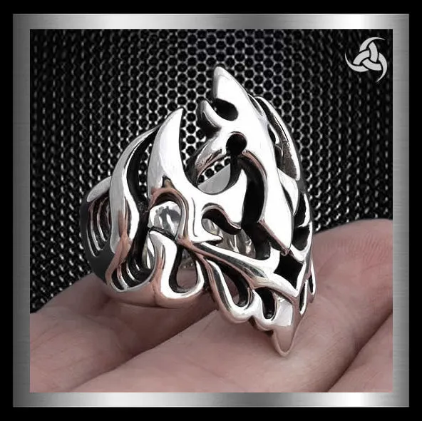Sterling Silver Neptunes Trident Biker Ring