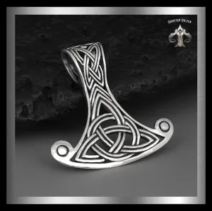Sterling Silver Thors Hammer Viking Knotwork Pendant