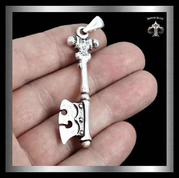 Sterling Silver Viking Ancient Bearded Axe Pendant